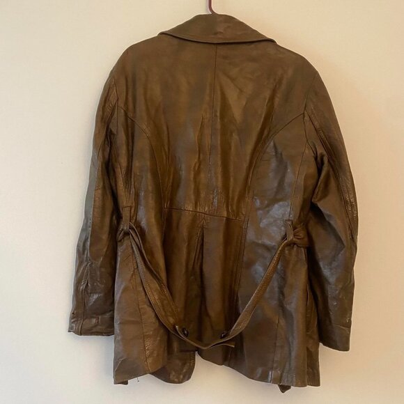 Vintage brown leather blazer jacket - Picture 3 of 5